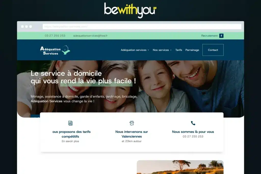 Page d'Accueil du site Adéquation Services, par BeWithYou