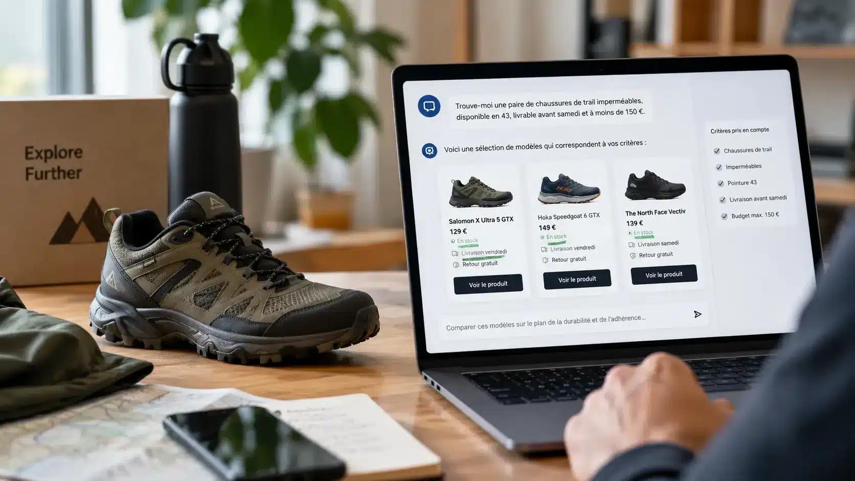 Agent IA comparant les données d'un catalogue produit e-commerce avant un achat
