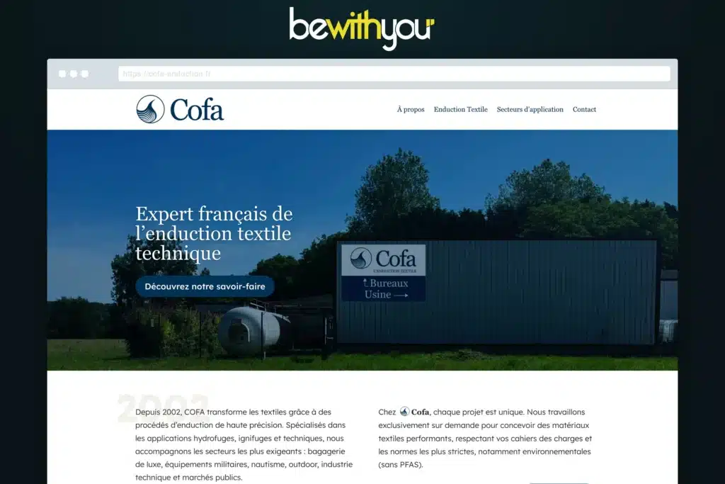 Home Page du site Cofa Enduction, par BeWithYou