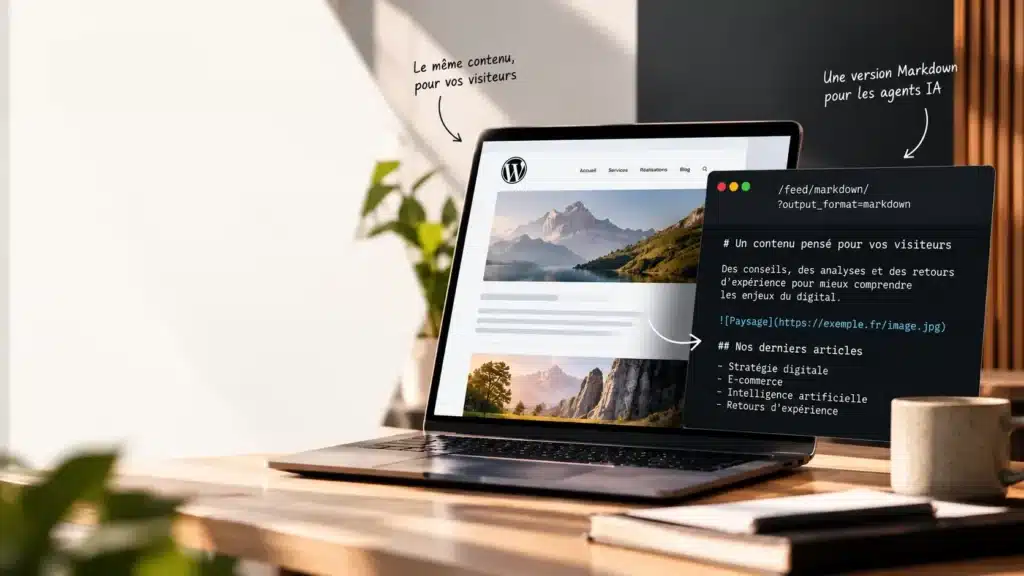 Illustration d’un contenu WordPress proposé en version Markdown pour faciliter son exploitation par les agents IA